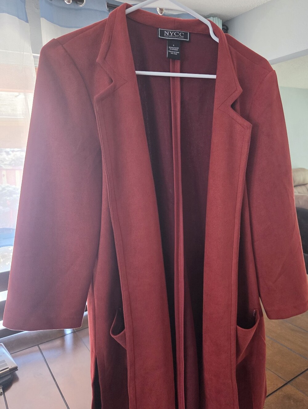NYCC New York Collection Rust Faux Suede Open Front Cardigan Jacket Size L